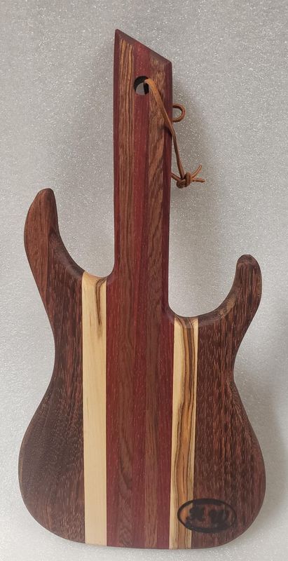 Guitar Cutting Board - Face Grain (Ambrosia Maple, Jatoba, Padauk, & Sapele)