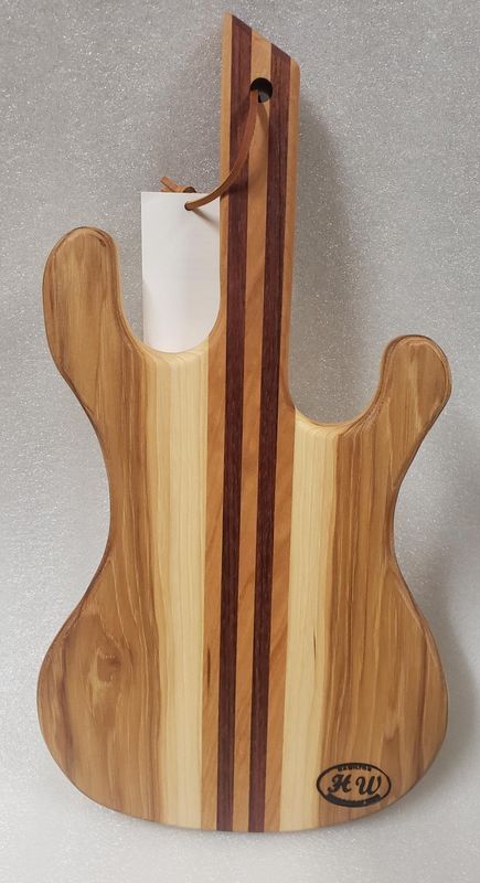 Guitar Cutting Board - Face Grain (Cherry, Hickory, & Padauk)