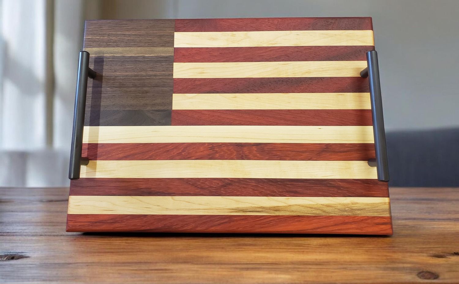 Handcrafted American Flag Serving Tray – Face Grain