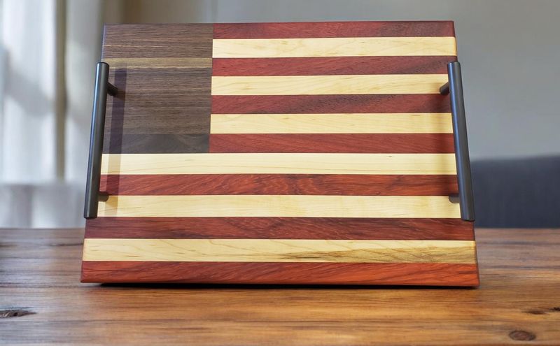Handcrafted American Flag Serving Tray – Face Grain