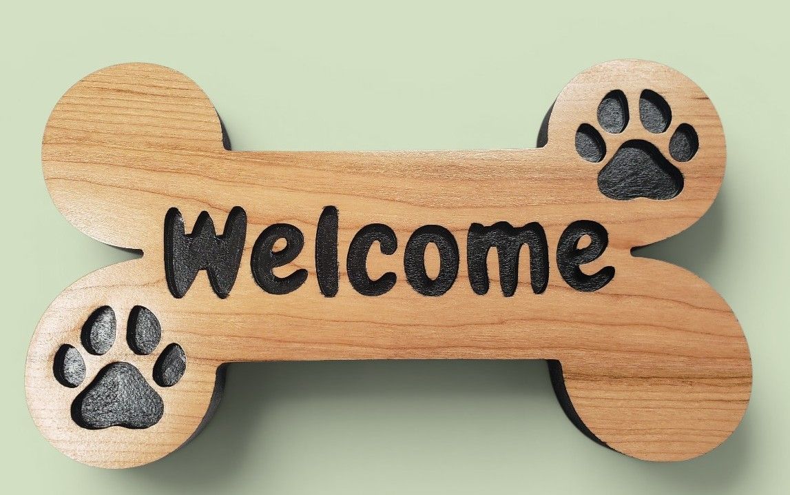 Handcrafted Dog Bone "Welcome" Sign