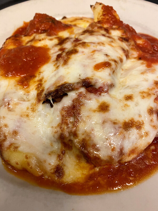 17 Diecisette  Eggplant parmigiana, manicotti & two stuffed shells