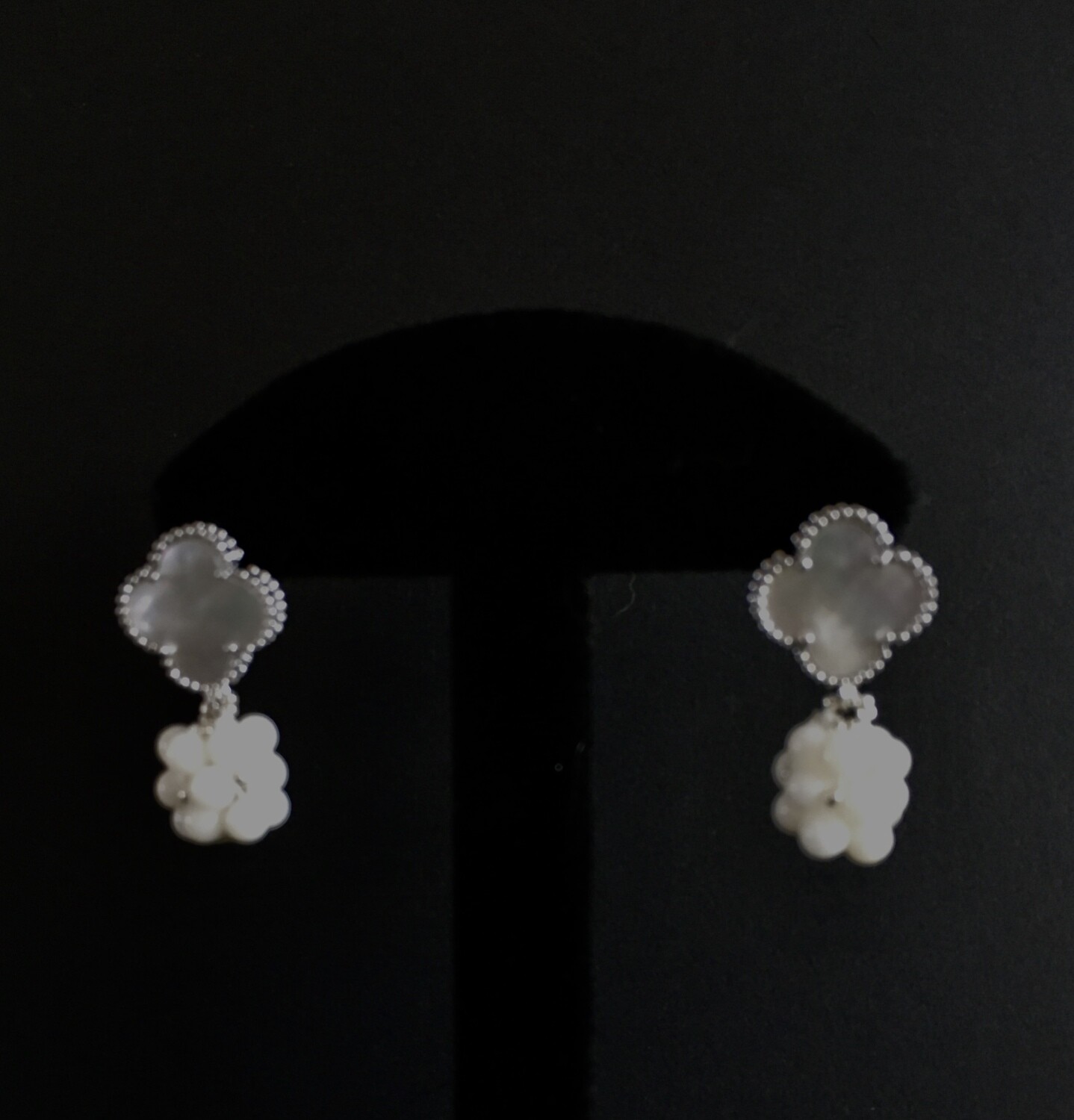 White beaded ball earrings