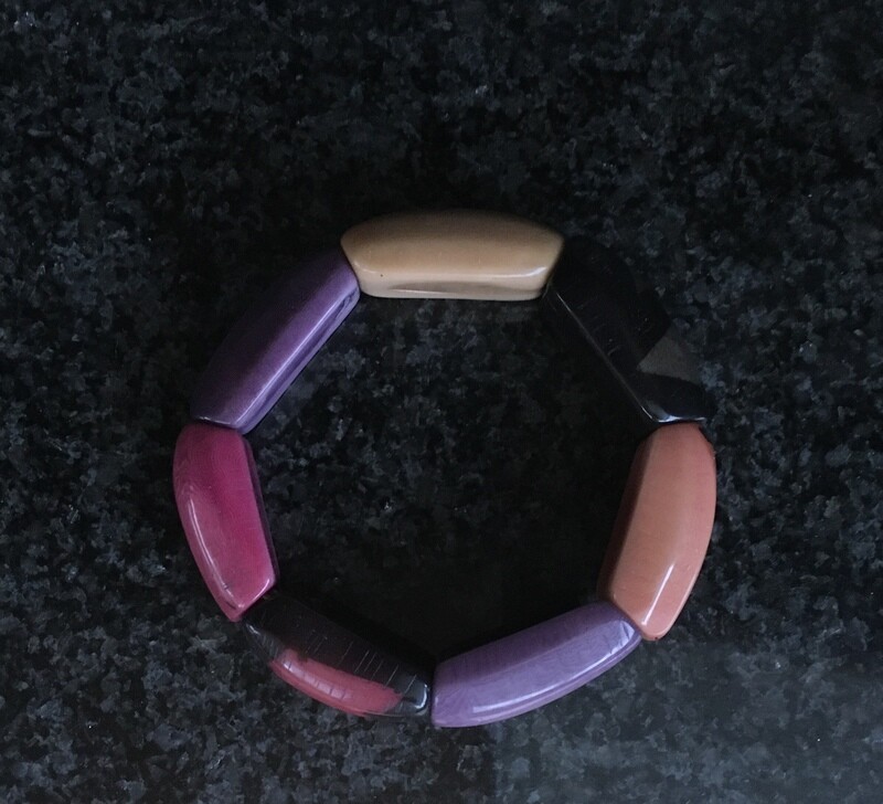 Multi-coloured  large wood bracelets