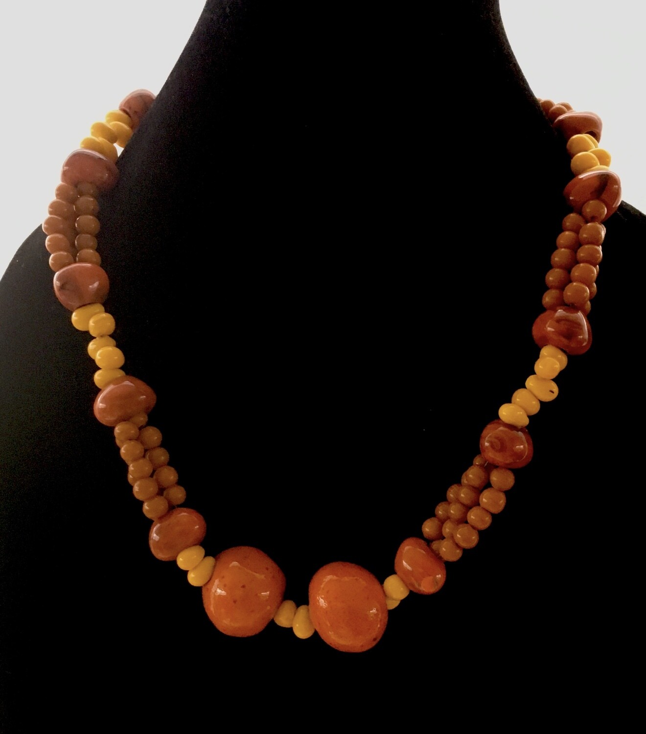 Orange 3 in 1 beaded necklace