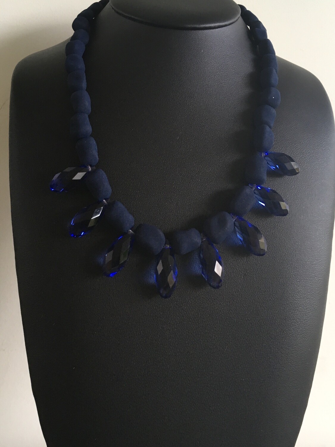 Blue lava stone and crystal necklace