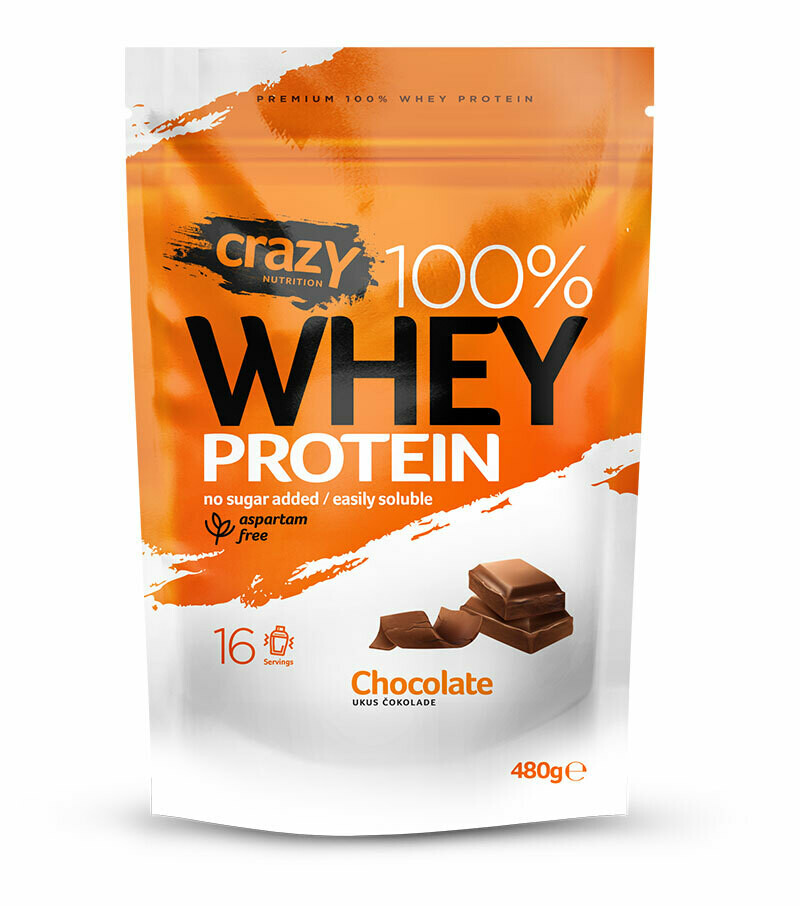 Whey protein 480g - Čokolada Whey Protein Crazy Nutrition čokolada