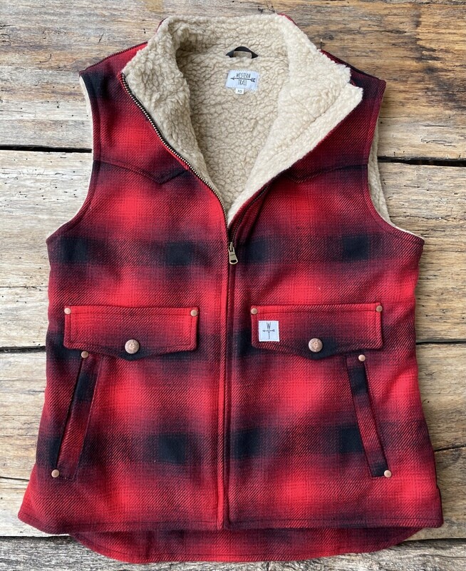 JOY WOOL-Red check sherpa