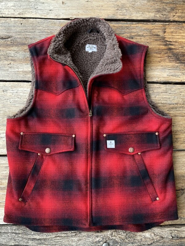 DROVER WOOL-red check sherpa