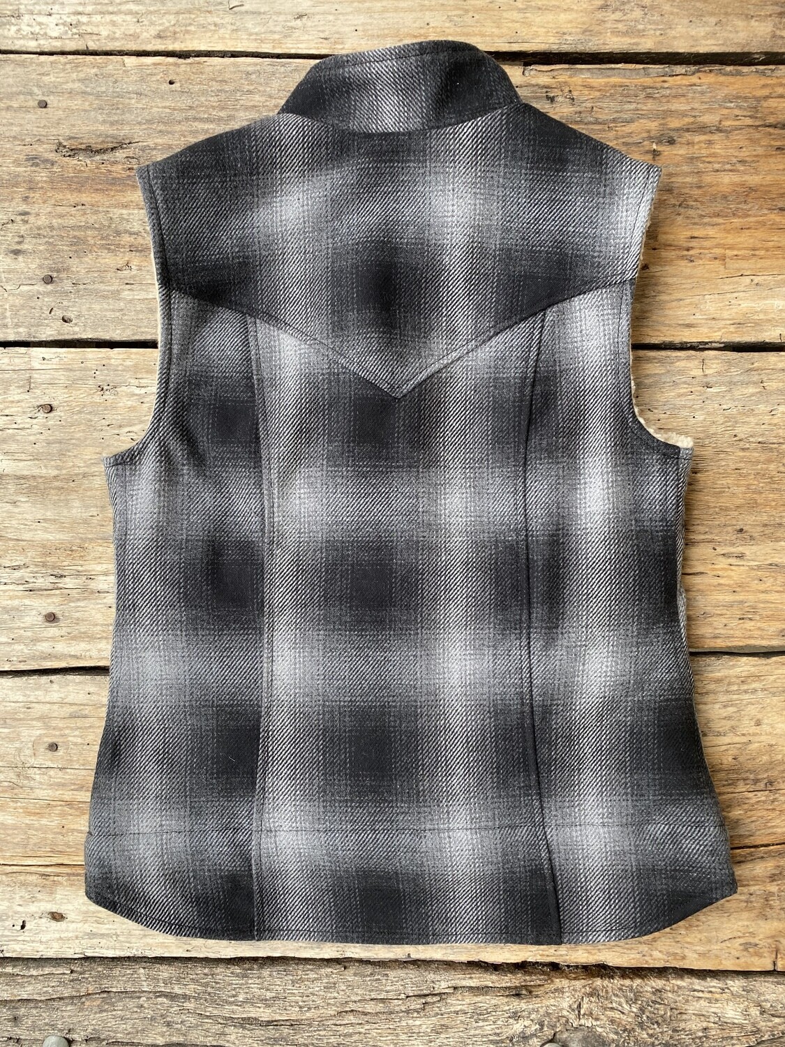 JOY WOOL-Grey check sherpa