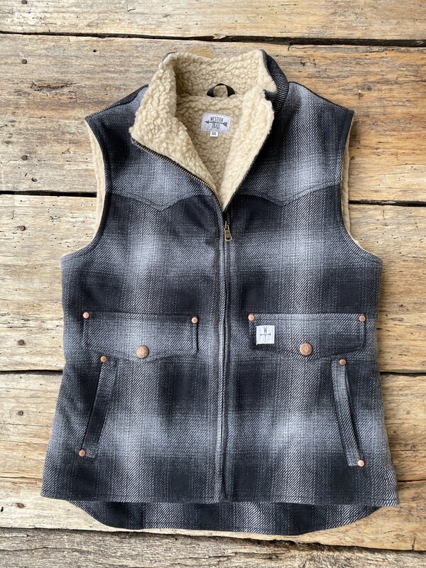 JOY WOOL-Grey check sherpa