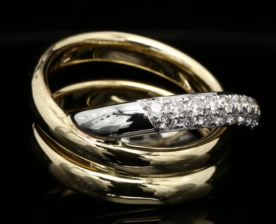 18 Kt bicolor geel/witgouden ring
