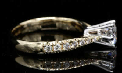 18 Kt bicolor geel/witgouden ring
