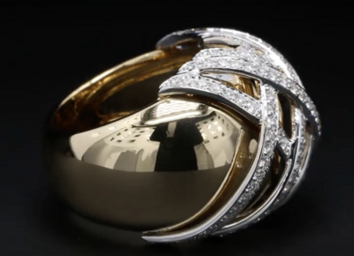 18 Kt bicolor geel/witgouden ring