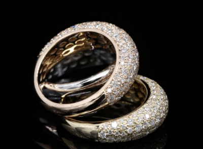18 Kt wit - geel - roségouden ring