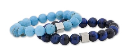 Turkoois/Blauwe tijgeroog kogelarmband