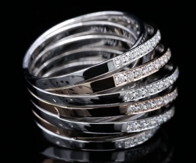 18 Kt bicolor rosé/witgouden ring