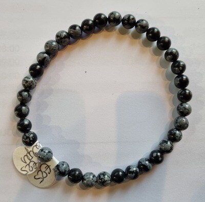 Sneeuwvlok obsidiaan kogelarmband