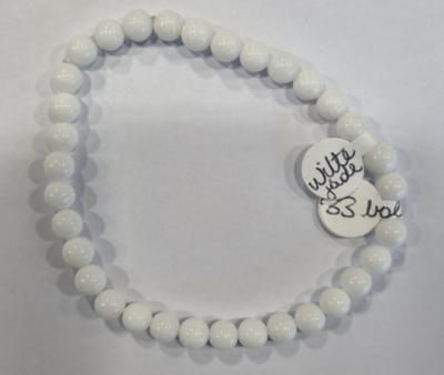 Witte jade kogelarmband