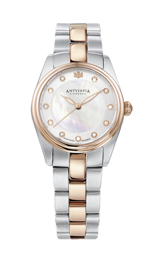 Antverpia bicolor Rosé/Steel tone White dial