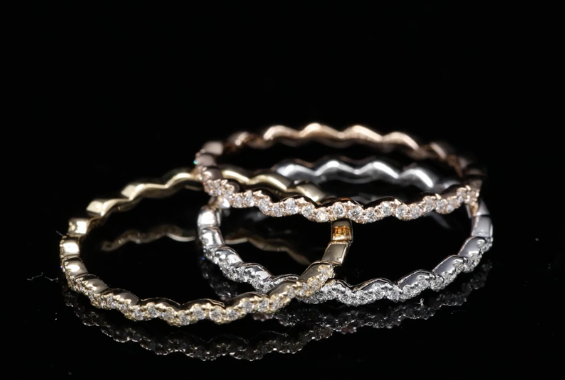 18 Kt geel/wit/roségouden ringen