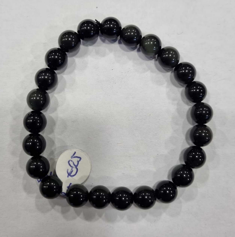 Zilver obsidiaan kogelarmband