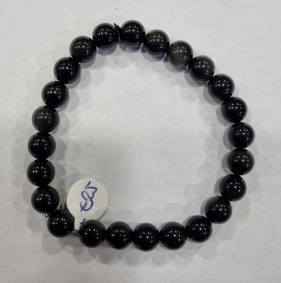 Zilver obsidiaan kogelarmband