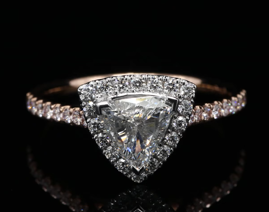 18 Kt bicolor wit/roségouden ring