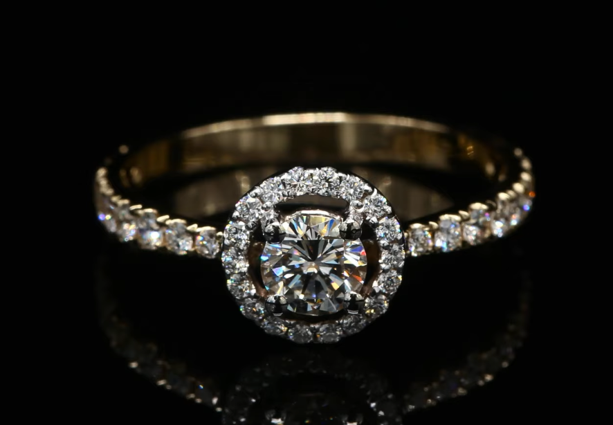 18 Kt bicolor geel/witgouden ring