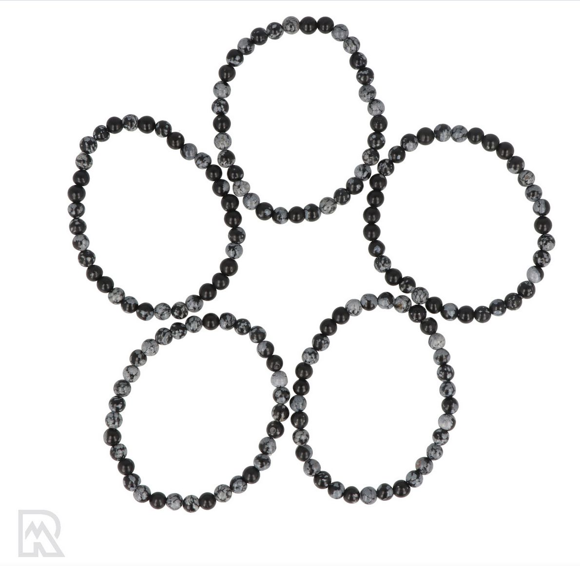 Sneeuwvlok obsidiaan kogelarmband