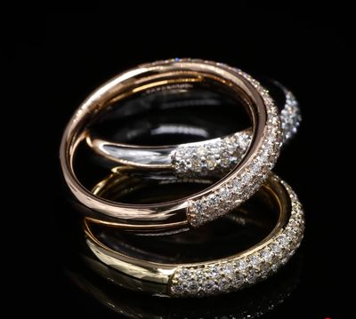 18 Kt wit - geel - roségouden ring