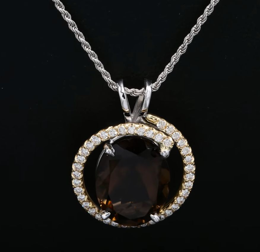 18 Kt bicolor geel/witgouden hanger