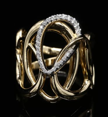 18 Kt bicolor geel/witgouden ring