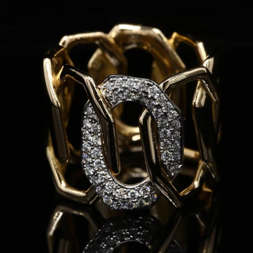 18 Kt bicolor geel/witgouden ring