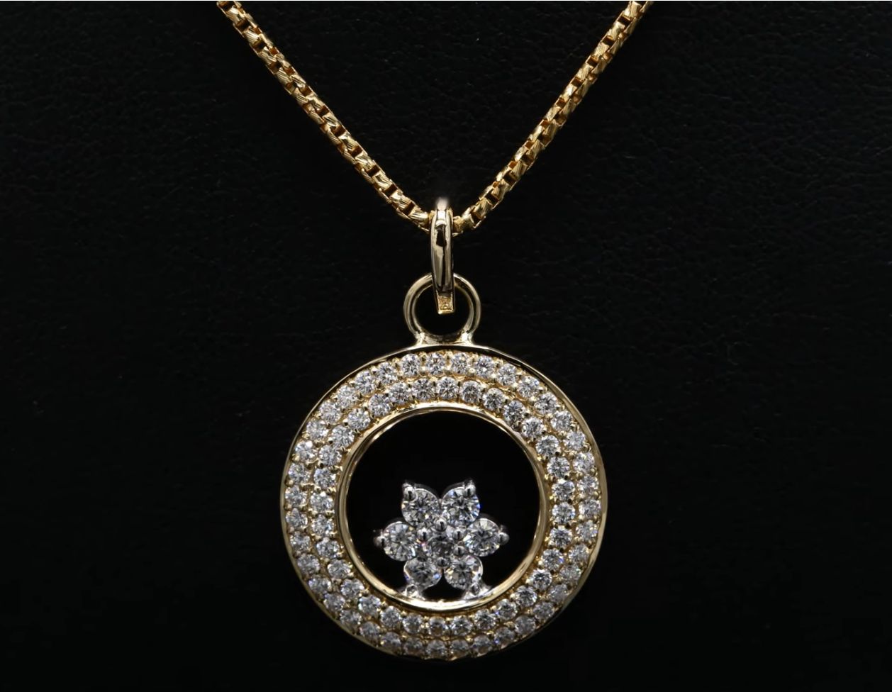 18 Kt bicolor geel/witgouden hanger