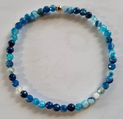 Blauwe streep agaat facetarmband