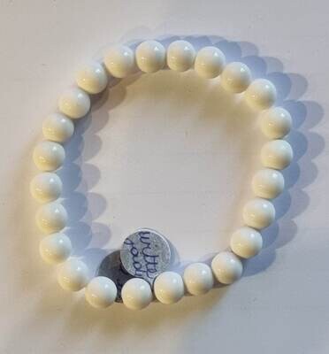 Witte jade kogelarmband