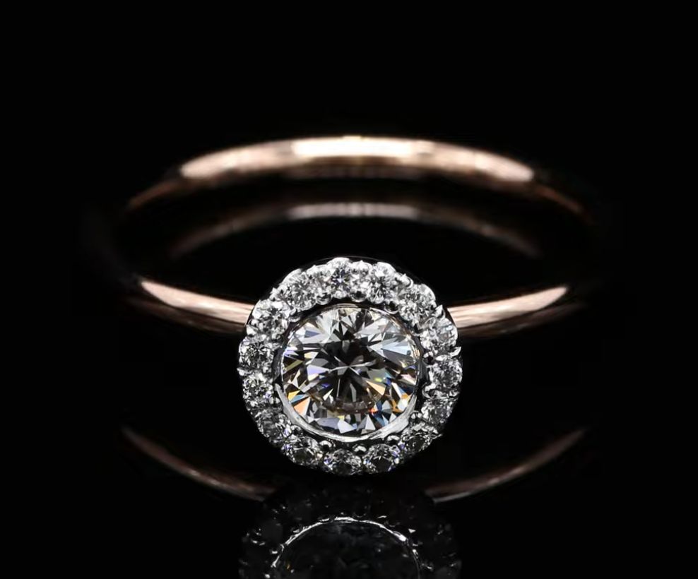 18 Kt bicolor rosé/witgouden ring