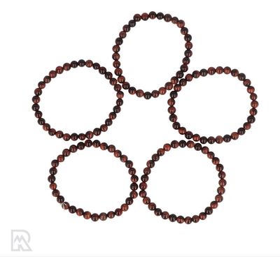 Rode tijgeroog kogelarmband