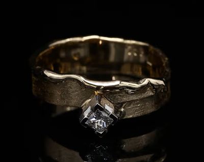 18 Kt bicolor geel/witgouden ring