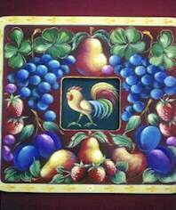 Rooster and Fruit Pattern