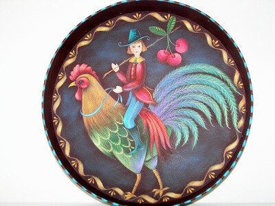 Folk Art Rooster Tray - 156