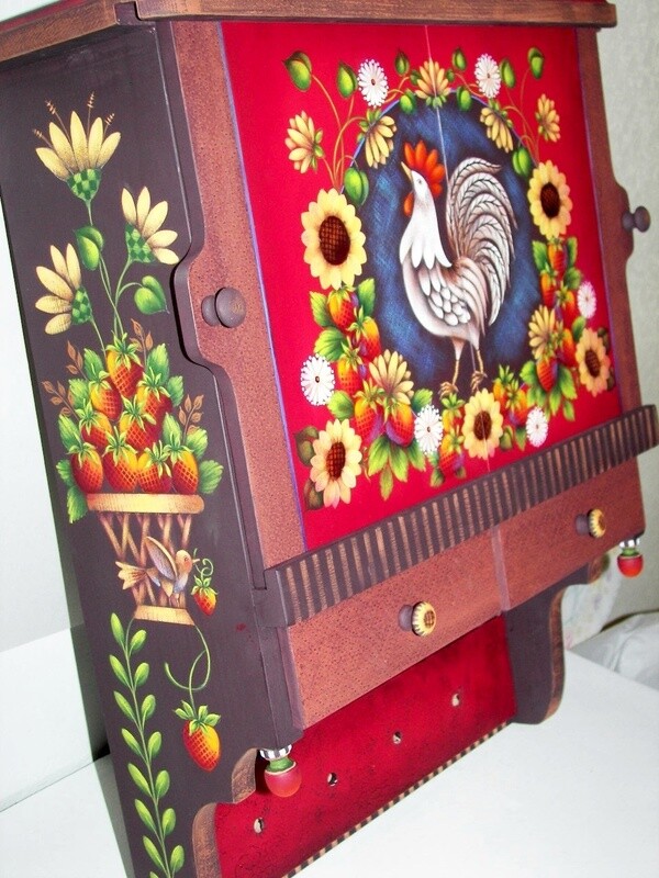 French Country Rooster Cabinet - 227 French Country Rooster Cabinet - 227