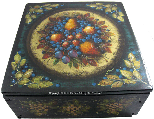 Lg Square Antique Box w/Fruit