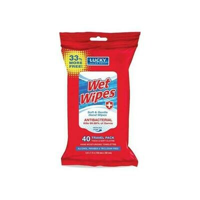Lucky Wet Wipes Anti bacterial 40 Travel Pack