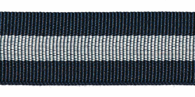 Grosgrainband donkerblauw/zilver 25 mm