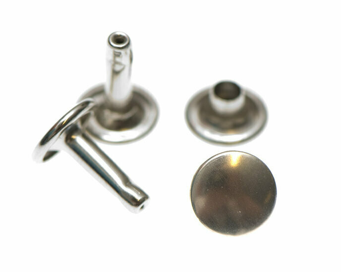 Rivet dubbele kop zilverkleurig kop 9 mm - lange pin