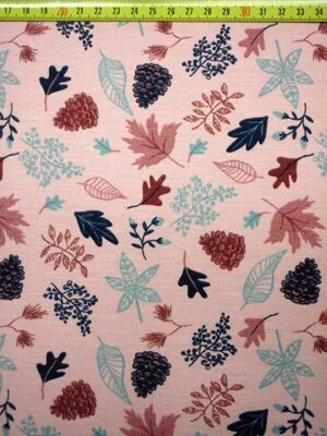 Bedrukte Canvas Roze/herfstbladeren 170 gr/m²