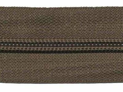 Nylon spiraal rits aan de meter (excl. trekker), legergroen