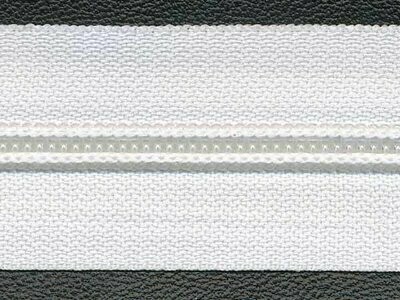 Nylon spiraal rits aan de meter (excl. trekker), wit